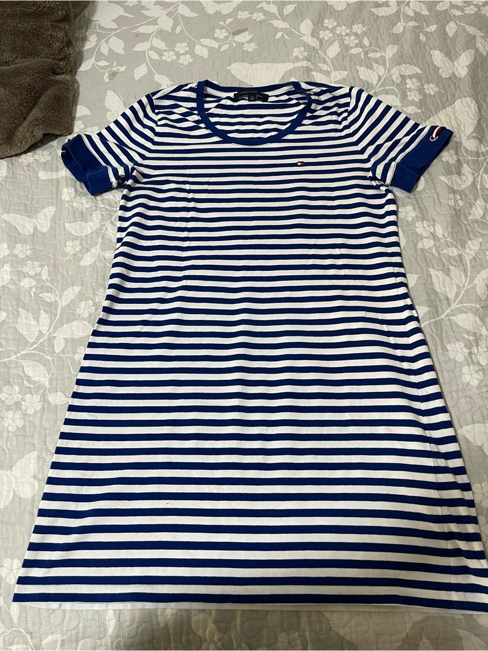 Tommy Hilfiger White and Blue Striped Tee Dress